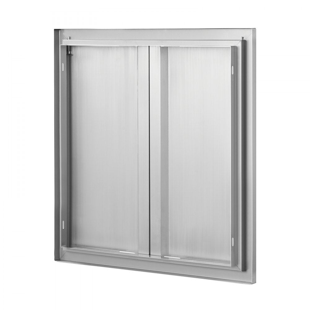 VEVOR BBQ Access Door, 24W x 24H Inch Double Outdoor Kitchen Door, Stainless Steel Flush Mount Door, Wall Vertical Door with Recessed Handles , for BBQ Island, Grilling Station, Outside Cabinet