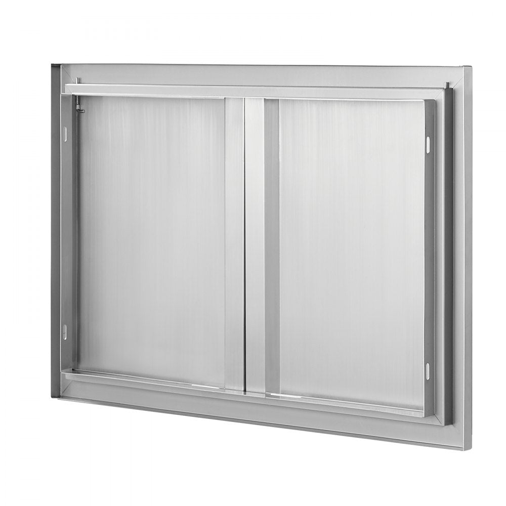 VEVOR BBQ Access Door, 30W x 21H Inch Double Outdoor Kitchen Door, Stainless Steel Flush Mount Door, Wall Vertical Door with Recessed Handles , for BBQ Island, Grilling Station, Outside Cabinet