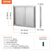 VEVOR BBQ Access Door, 31W x 24H Inch Double Outdoor Kitchen Door, Stainless Steel Flush Mount Door, Wall Vertical Door with Recessed Handles , for BBQ Island, Grilling Station, Outside Cabinet