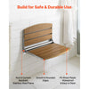VEVOR Foldable Shower Seat Wall Mounted, 17.7" Folding Shower Bench with Supportive Backrest, Fold-Down Bathroom Corridor Seat with Stainless Steel Frame for Adults Seniors, 400LBS Loading
