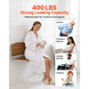 VEVOR Foldable Shower Seat Wall Mounted, 17.7" Folding Shower Bench with Supportive Backrest, Fold-Down Bathroom Corridor Seat with Stainless Steel Frame for Adults Seniors, 400LBS Loading