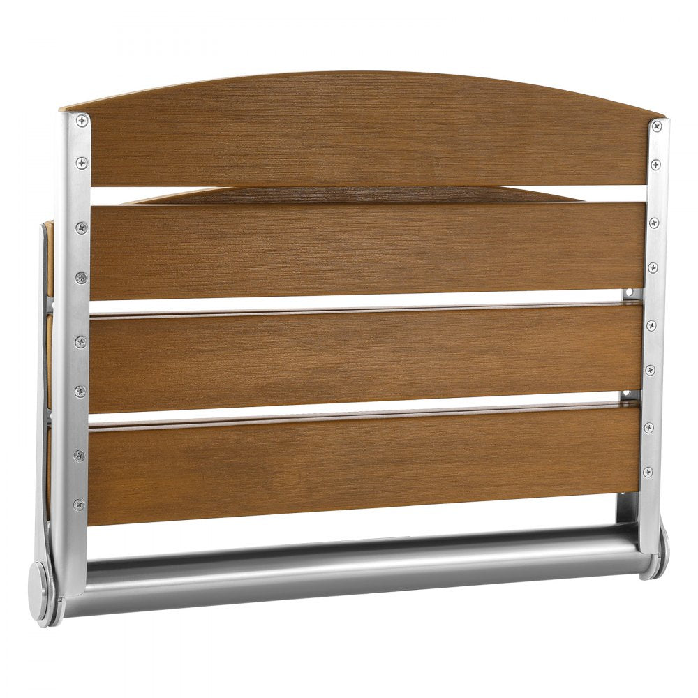 VEVOR Foldable Shower Seat Wall Mounted, 17.7" Folding Shower Bench with Supportive Backrest, Fold-Down Bathroom Corridor Seat with Stainless Steel Frame for Adults Seniors, 400LBS Loading
