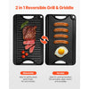VEVOR Reversible Grill/Griddle, 14x8.5 inch Pre-Seasoned Cast Iron Griddle, Portable Rectangular Pan with Handle, Family Cookware for Indoor/Outdoor Stove Top Burner, Gas, Camping BBQ, Black