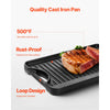 VEVOR Reversible Grill/Griddle, 14x8.5 inch Pre-Seasoned Cast Iron Griddle, Portable Rectangular Pan with Handle, Family Cookware for Indoor/Outdoor Stove Top Burner, Gas, Camping BBQ, Black