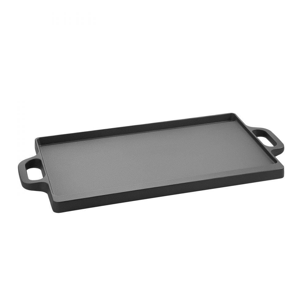 VEVOR Reversible Grill/Griddle 20x9 in Pre-Seasoned Cast Iron Pan Handle, for BBQ, Eggs, Pancakes, Burgers, Dual-Sided Plate, Portable Rectangular Cookware for Oven, Gas Stove, Grill, and Campfire