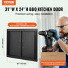 VEVOR BBQ Access Door, 31W x 24H Inch Double Outdoor Kitchen Door, Cold Plate Flush Mount Door, Wall Vertical Door with Handles, for BBQ Island, Grilling Station, Outside Cabinet(Stainless Steel + Oil-Sprayed Product)