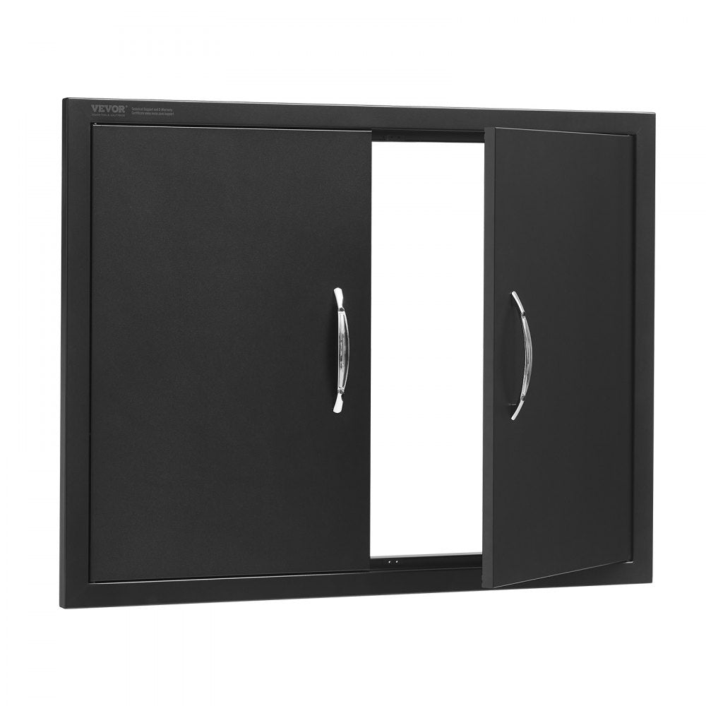 VEVOR BBQ Access Door, 31W x 24H Inch Double Outdoor Kitchen Door, Cold Plate Flush Mount Door, Wall Vertical Door with Handles, for BBQ Island, Grilling Station, Outside Cabinet(Stainless Steel + Oil-Sprayed Product)