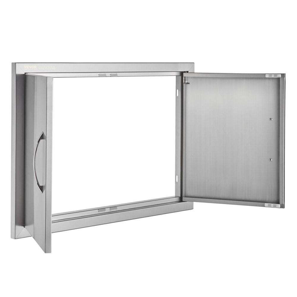 VEVOR BBQ Access Door, 28W x 19H Inch Double Outdoor Kitchen Door, Stainless Steel Flush Mount Door, Wall Vertical Door with Handles, for BBQ Island, Grilling Station, Outside Cabinet
