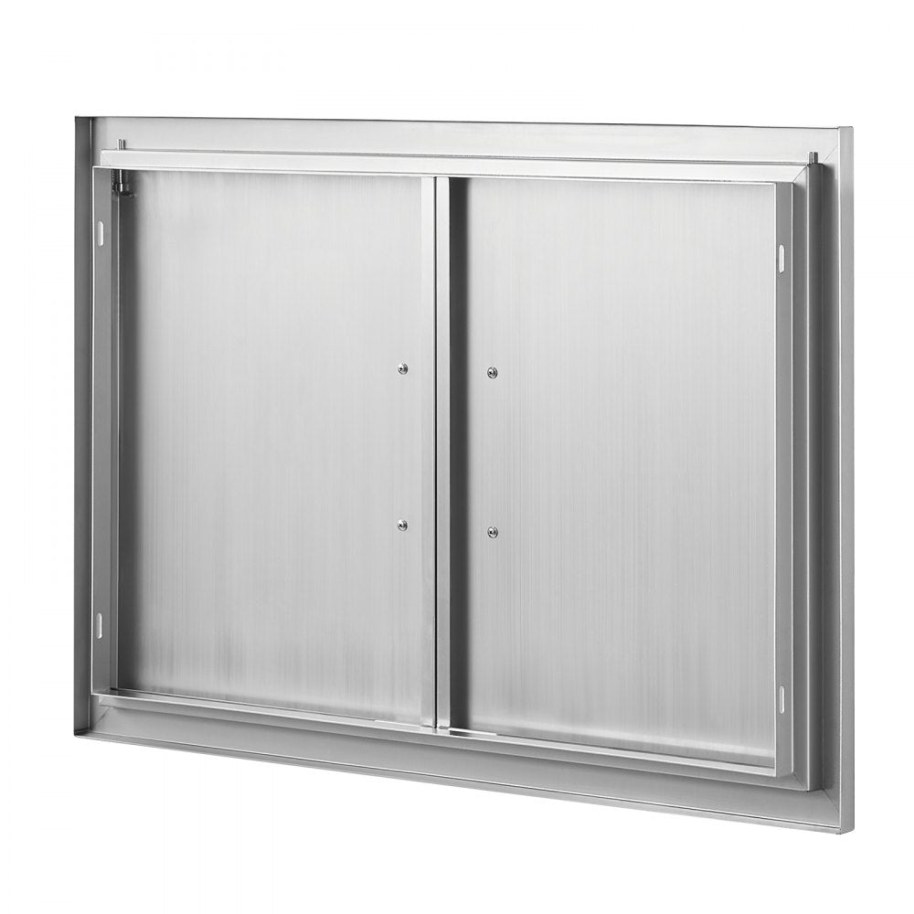VEVOR BBQ Access Door, 30W x 21H Inch Double Outdoor Kitchen Door, Stainless Steel Flush Mount Door, Wall Vertical Door with Handles, for BBQ Island, Grilling Station, Outside Cabinet