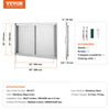 VEVOR BBQ Access Door, 35W x 24H Inch Double Outdoor Kitchen Door, Stainless Steel Flush Mount Door, Wall Vertical Door with Handles, for BBQ Island, Grilling Station, Outside Cabinet
