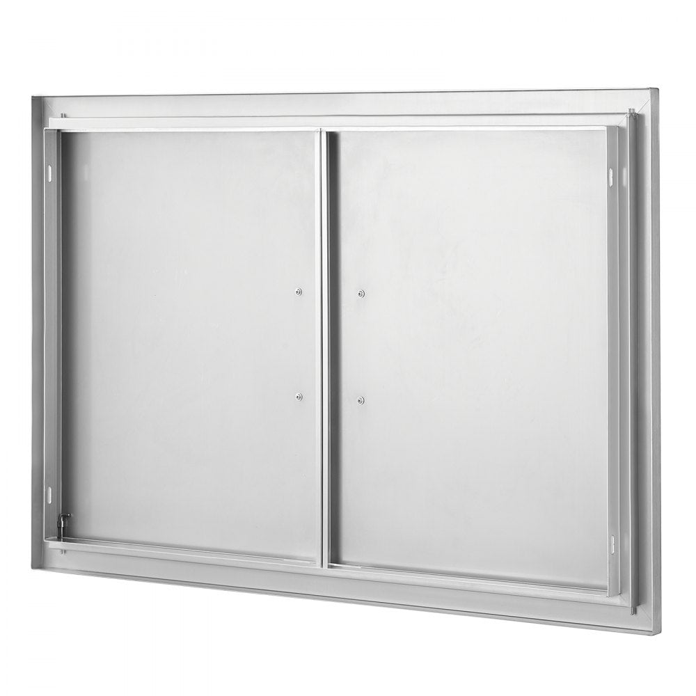 VEVOR BBQ Access Door, 36W x 24H Inch Double Outdoor Kitchen Door, Stainless Steel Flush Mount Door, Wall Vertical Door with Handles, for BBQ Island, Grilling Station, Outside Cabinet