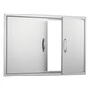 VEVOR BBQ Access Door, 39W x 26H Inch Double Outdoor Kitchen Door, Stainless Steel Flush Mount Door, Wall Vertical Door with Handles and Hooks, for BBQ Island, Grilling Station, Outside Cabinet