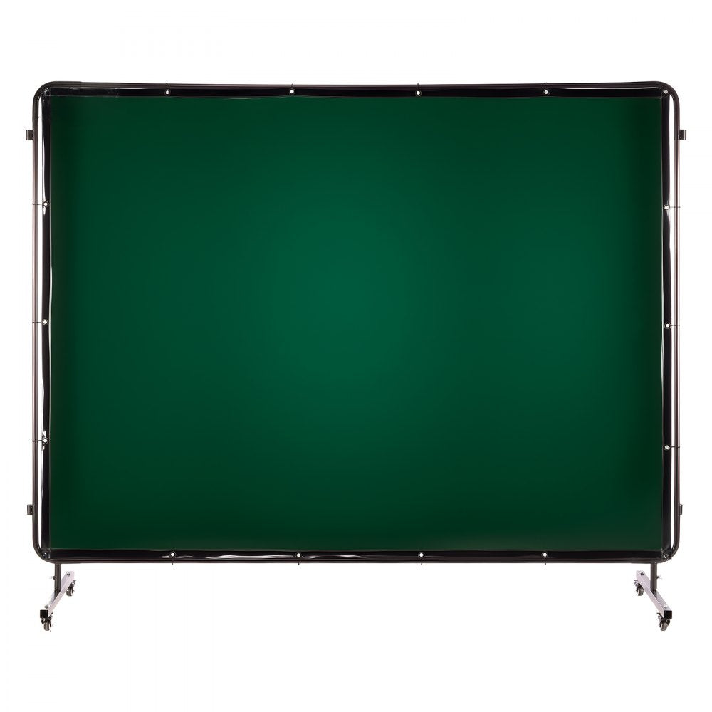 VEVOR Welding Screen with Frame, 3-Panel 6 x 8 FT Welding Curtain Screen, Flame-Resistant Vinyl Safety Protection Screens with 12 Wheels & 6-Level UV Protection for Workshop/Industrial Use, Dark Green