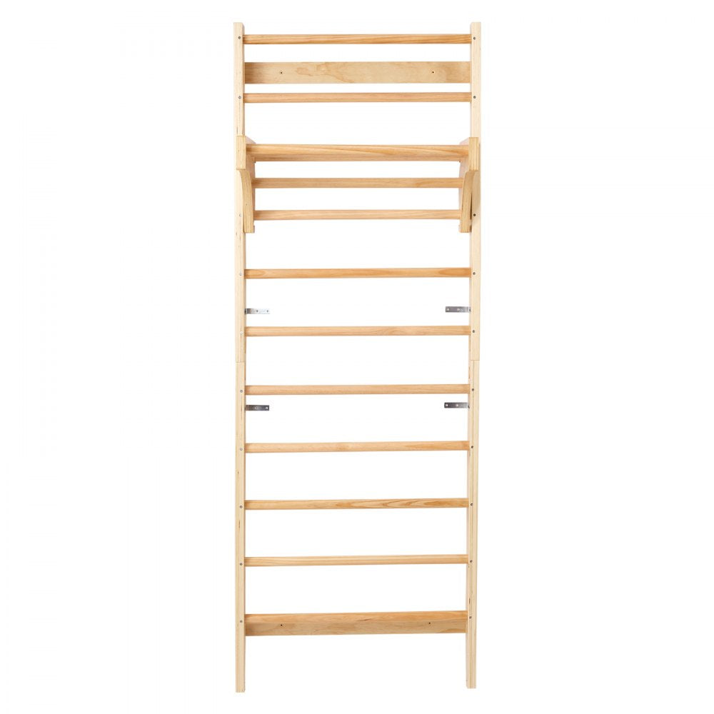 VEVOR Swedish Ladder Wall Gym, 10-Level Solid Wood Indoor Jungle Gym, 220lbs Loading Indoor Playground Climbing Ladder for Kid Adults, Gymnastic Stall Bars with Pull-Up Bar - Ideal Gift for Boys Girls