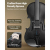 VEVOR Violin 4/4 Full Size for Adults, Violin Fiddle Set for Beginners Student with Hard Case, Rosin, Bow, Shoulder Rest, Bridge, Tuner and Extra Strings, Professional Solidwood Instruments  (Black)