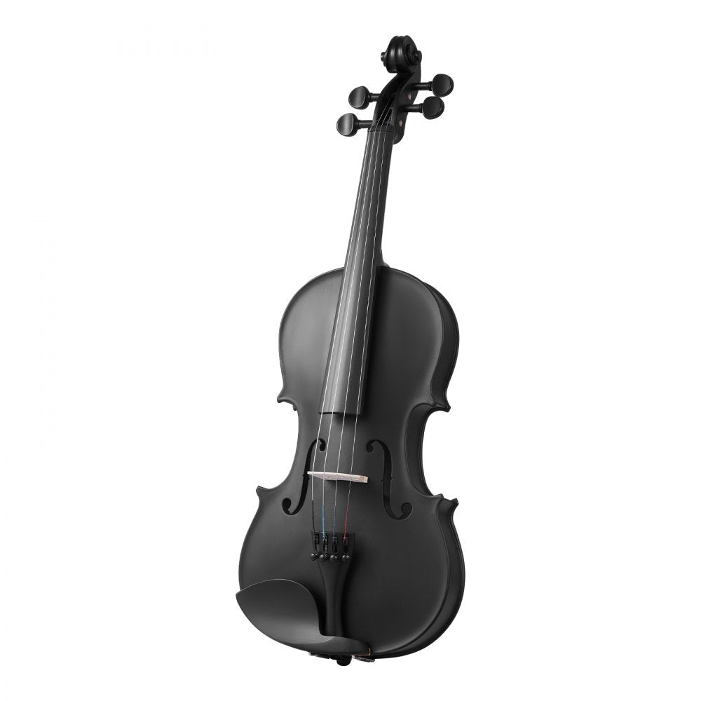 VEVOR Violin 4/4 Full Size for Adults, Violin Fiddle Set for Beginners Student with Hard Case, Rosin, Bow, Shoulder Rest, Bridge, Tuner and Extra Strings, Professional Solidwood Instruments  (Black)