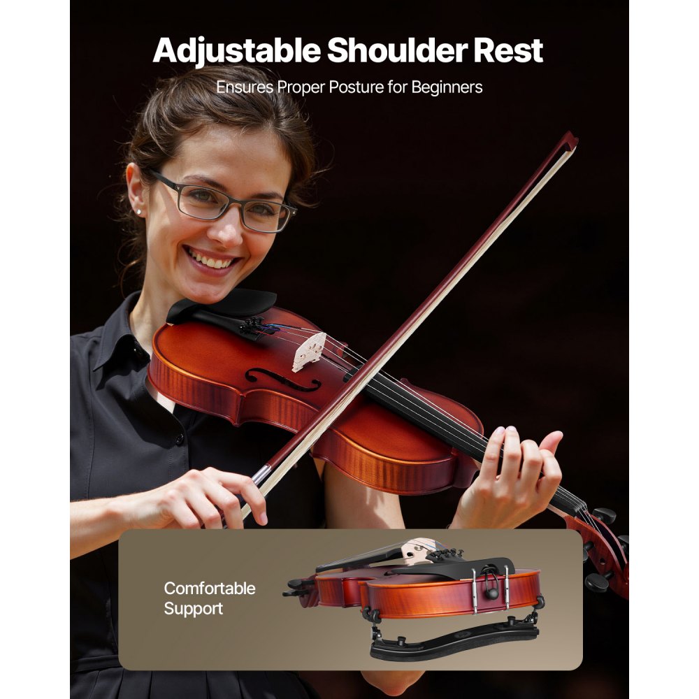 VEVOR Violin 4/4 Full Size for Adults, Violin Fiddle Set for Beginners Student with Hard Case, Rosin, Bow, Shoulder Rest,Bridge,Extra Strings,Professional Solidwood Instrument (Matte Brown Patterned)