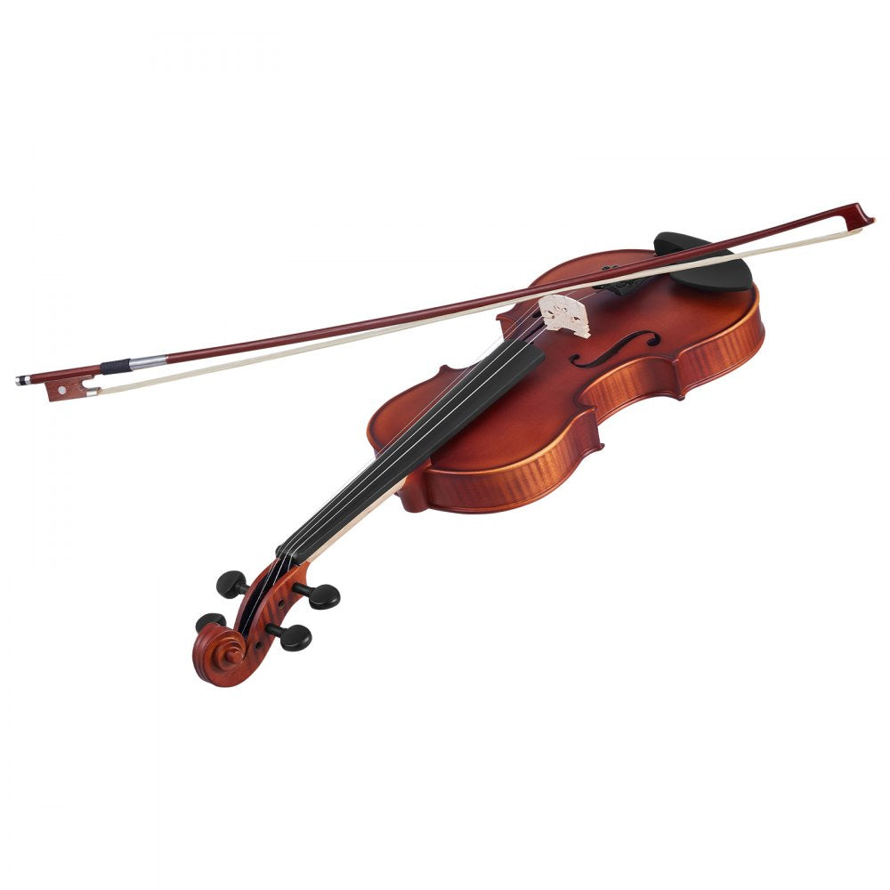 VEVOR Violin 4/4 Full Size for Adults, Violin Fiddle Set for Beginners Student with Hard Case, Rosin, Bow, Shoulder Rest,Bridge,Extra Strings,Professional Solidwood Instrument (Matte Brown Patterned)