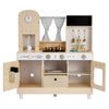 VEVOR Play Kitchen for Kids, Wooden, Kids Kitchen Playset with Realistic Lights & Sounds, Food & Cookware, Modern Style Pretend Play Toy Set, Ice Maker, Microwave, for Toddlers, Girls & Boys Ages 3-8
