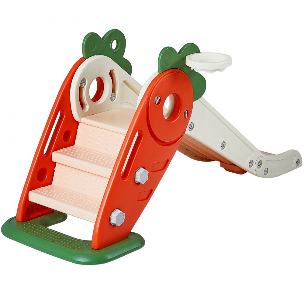 VEVOR Toddler Slide, Kid Slide for Toddlers Age 1-12 w/ Climbable Ladders & Basketball Hoop, Indoor Outdoor Slide Playset for Kids Within 88lbs, Toddler Playground w/ Raised Handrail, Anti-Slip Strip