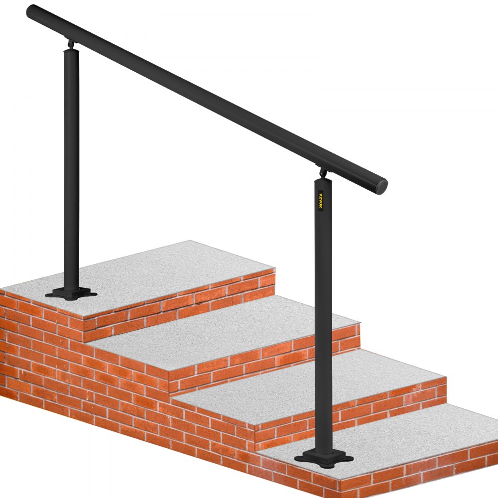 VEVOR Outdoor Stair Railing Kit, 5 FT Handrails 0-5 Steps, Adjustable Angle Black Aluminum Stair Hand Rail for The Elderly, Handrails for Indoor & Outdoor Steps