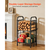 VEVOR Firewood Rack 15.75 Inch Heavy Duty Indoor Fire Wood Storage Holder, for Fireplace Patio Deck, 550 lbs Load Capacity, 2-Tier Storage Space, Log Stacker Stand Metal Wood Pile Organizer, Black
