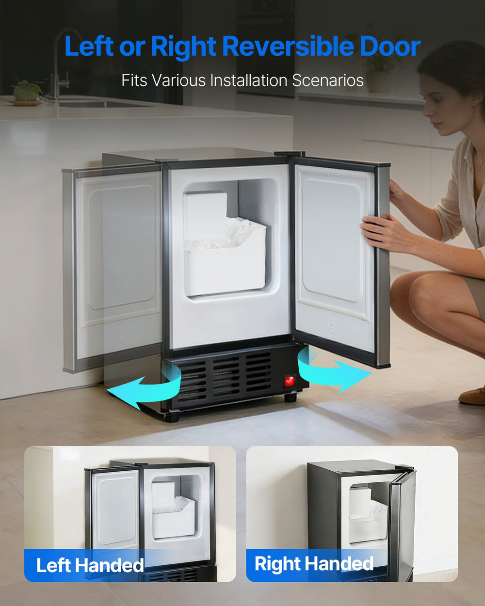Reversible door left or right handed installation