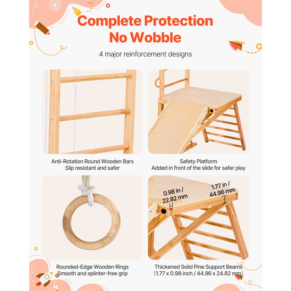 Complete protection no wobble safety features overview for VEVOR indoor playground