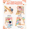 VEVOR Indoor Playground Jungle Gym, 4-in-1 Wooden Indoor Playground Playset with Climbing Rock, Slide, Wooden Ladder & Gym Rings, Montessori Style Playground Climbing Toys for Boys Girls, 220LBS