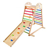 VEVOR Indoor Playground Jungle Gym, 4-in-1 Wooden Indoor Playground Playset with Climbing Rock, Slide, Wooden Ladder & Gym Rings, Montessori Style Playground Climbing Toys for Boys Girls, 220LBS