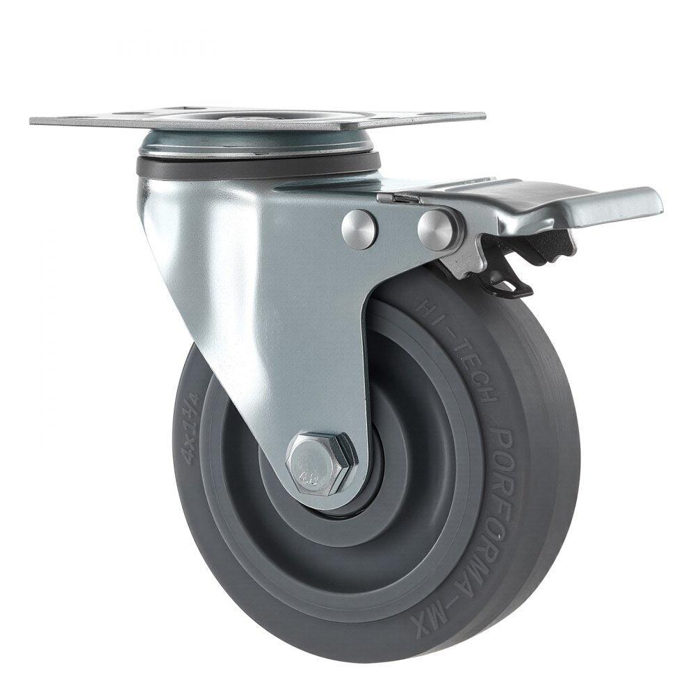 VEVOR Caster Wheels, 5 Inch Heavy Duty Casters, Compatible with VEVOR Insulated Food Pan Carrier, Set of 4 (2 Swivel with Brake, 2 Rigid)