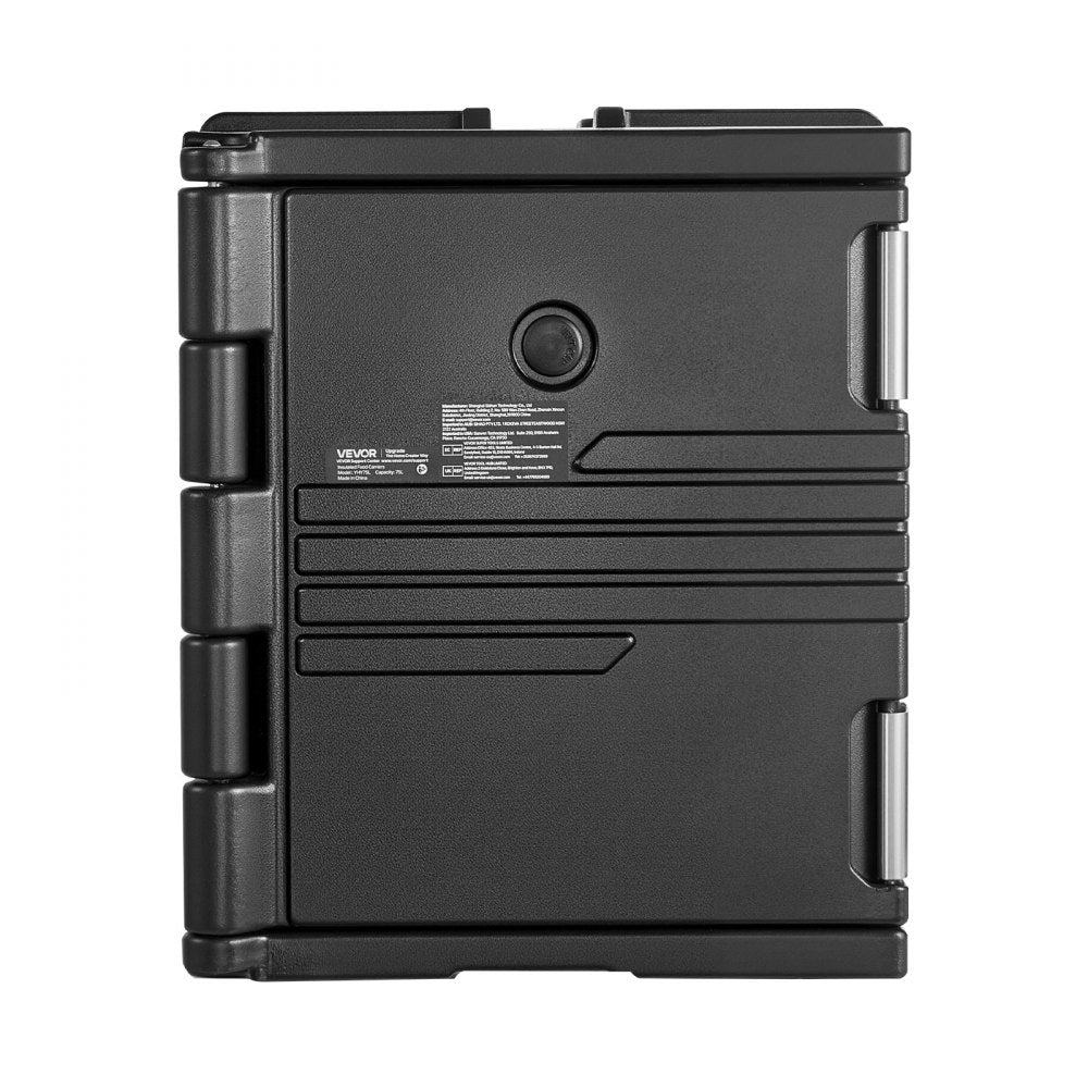 VEVOR Insulated Food Pan Carrier, 82 Qt Non-Electrical Food Warmer, with Wheel & 304 Stainless Steel Latch, LLDPE Stackable Hot Box, for Various Pan Sizes(NOT Included), Fit Catering BBQ Event(Black)
