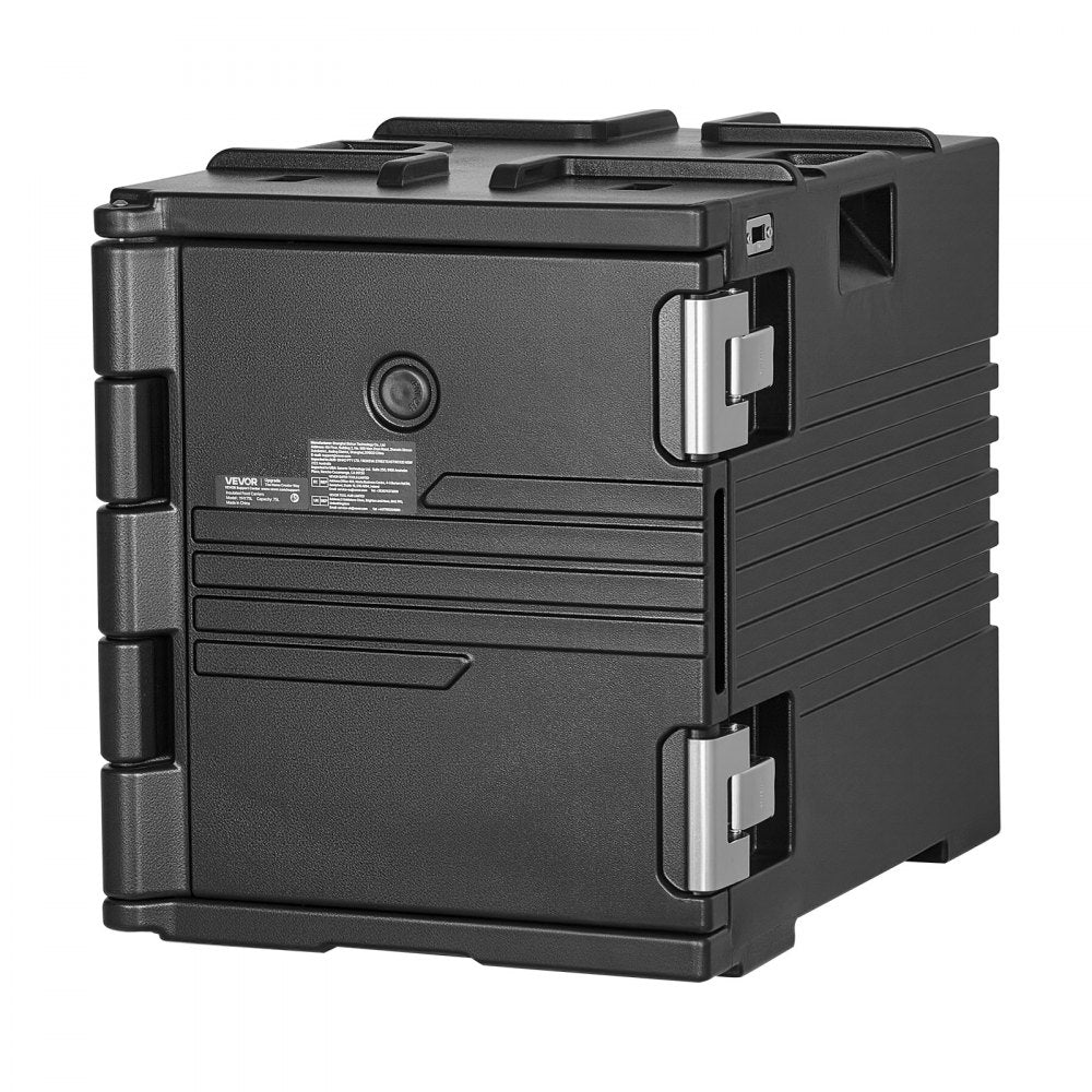 VEVOR Insulated Food Pan Carrier, 82 Qt Non-Electrical Food Warmer, with Wheel & 304 Stainless Steel Latch, LLDPE Stackable Hot Box, for Various Pan Sizes(NOT Included), Fit Catering BBQ Event(Black)