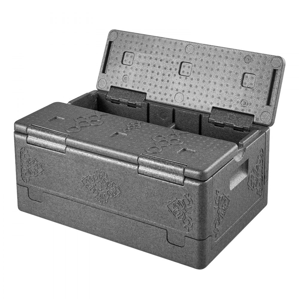 VEVOR Collapsible Insulated Food Warmer, 40 Qt Non-Electrical Thermal Carrier, Lightweight and High-rigidity EPP Hot Box, for Delivery, Transport, Catering BBQ Event, Keeps Warm/Cold 4 Hours (Gray)