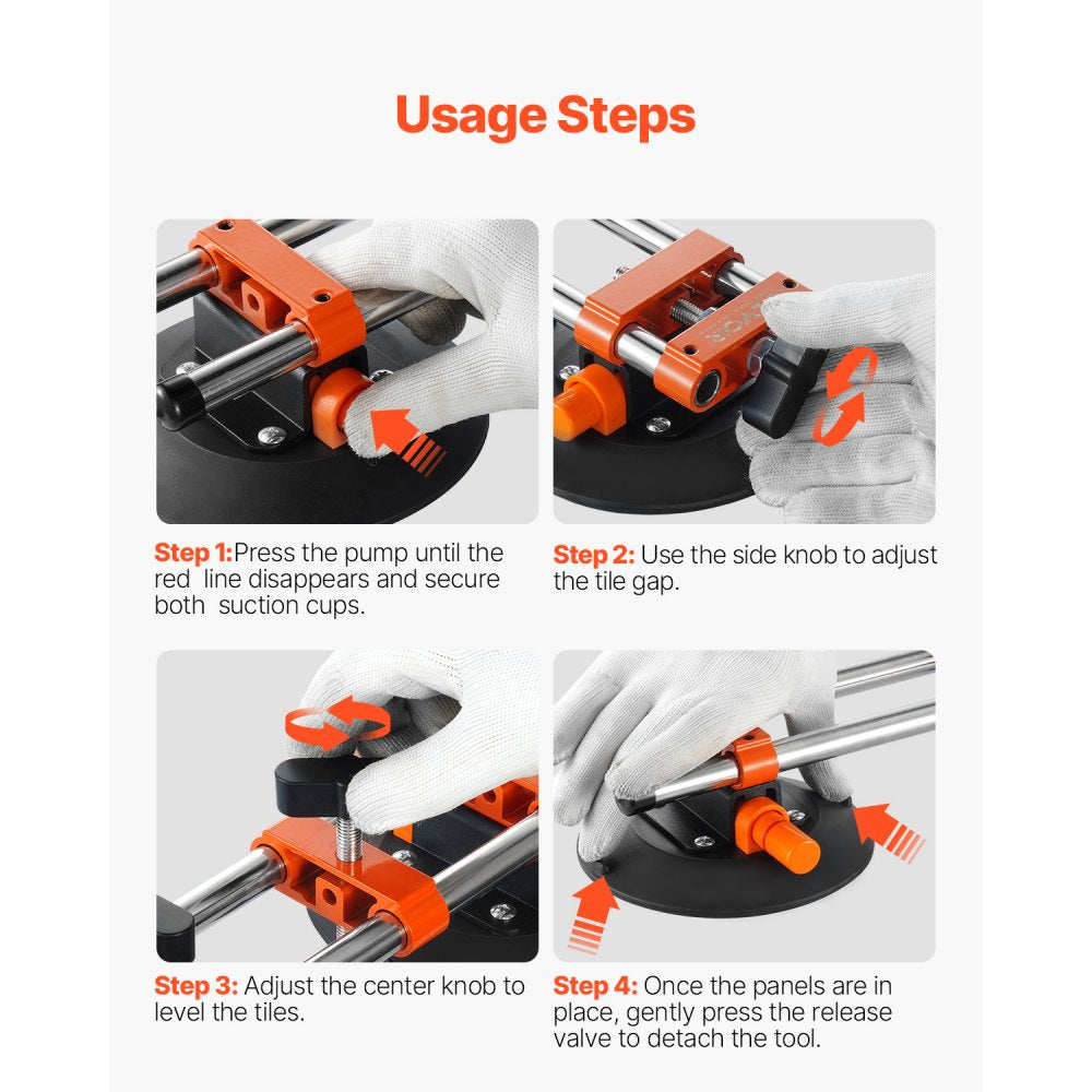 VEVOR Seamless Seam Setter, 2 Packs, Granite Seam Setter with 6 in Vacuum Suction Cups & Tool Bag, Seam Joiner for Seam Joining & Leveling, Countertop Installation Tool for Tile Stone Marble Slab
