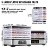 VEVOR Food Dehydrator Machine, 5-Tray Fruit Dehydrator, 300W Electric Food Dryer w/ Digital Adjustable Timer & Temperature for Jerky, Herb, Meat, Beef, Fruit, Dog Treats and Vegetables, ETL Listed