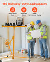 VEVOR 11ft Drywall Lift, Heavy-Duty 150 lbs Sheetrock Hoist with Adjustable Telescoping Arm, Lockable Wheels, Drywall Lifter Panel Jack Hoist Tools Ideal for Ceiling & Wall Installation (Yellow)