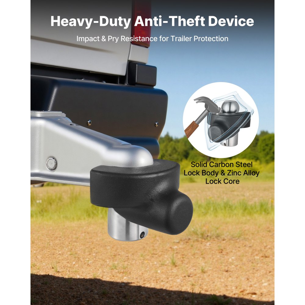VEVOR Trailer Hitch Lock, Compatible with 2-5/16 in Couplers, Heavy-Duty Anti-Theft Trailer Ball Lock with 3 Keys, Prying-Resistant & Impact-Resistant, Fits for RVs, Boats, Off-Road Vehicles, Trailers
