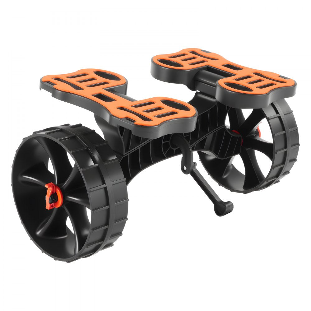 VEVOR Kayak Cart, 300 lbs Load Capacity, Foldable Kayak Trolley with 10-inch Solid Rubber Tires & 1 Ratchet Strap, Paddle Board Trolley for Carrying Kayaks, Canoes, Paddleboards, Float Mats, Jon Boats