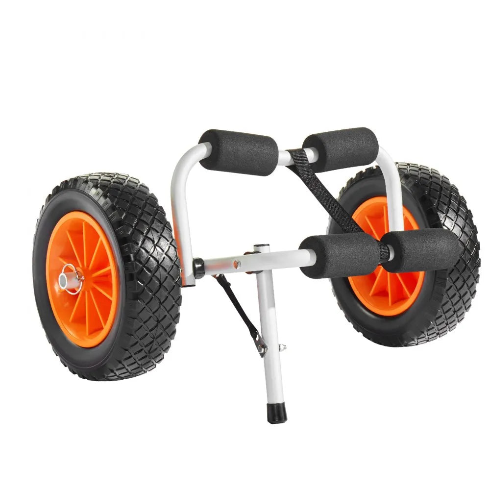 VEVOR Kayak Cart, 200 lbs Load Capacity, Foldable Kayak Trolley with 10-inch Solid Rubber Tires & 1 Ratchet Strap, Paddle Board Trolley for Carrying Kayaks, Canoes, Paddleboards, Float Mats, Jon Boats