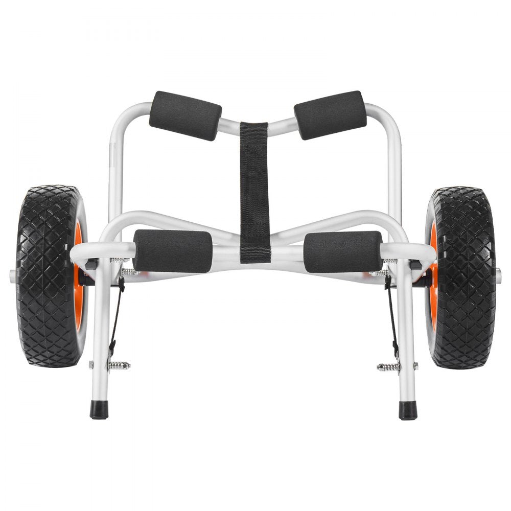 VEVOR Kayak Cart, 250 lbs Load Capacity, Foldable Kayak Trolley with 10-inch Solid Rubber Tires & 1 Ratchet Strap, Paddle Board Trolley for Carrying Kayaks, Canoes, Paddleboards, Float Mats, Jon Boats