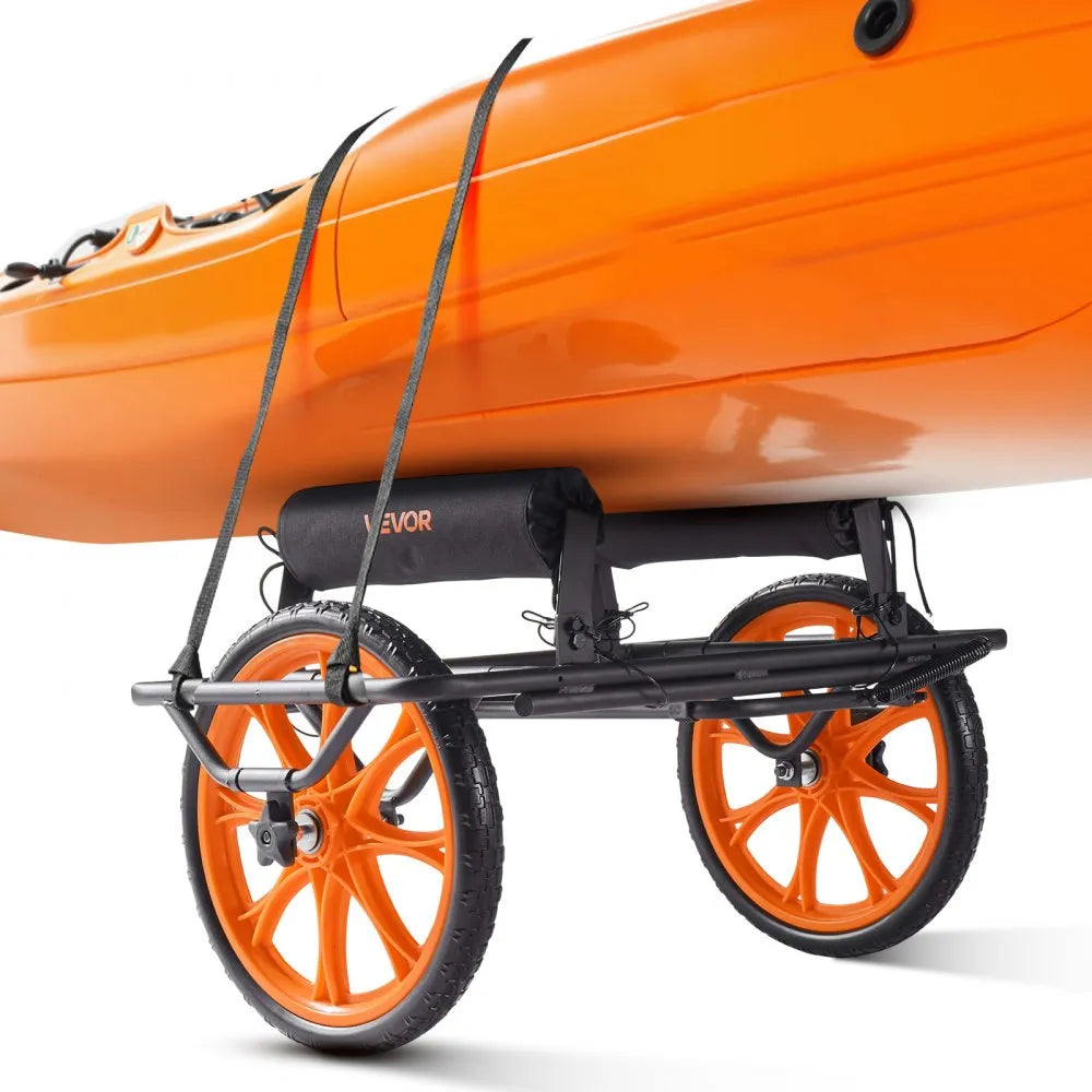 VEVOR Kayak Cart, 330 lbs Load Capacity, Canoe Cart Dolly with 15-inch Solid Rubber Tires & Kickstand, Assembles & Disassembles Within Seconds, Paddle Board Trolley for Kayaks, Canoes, Paddleboards