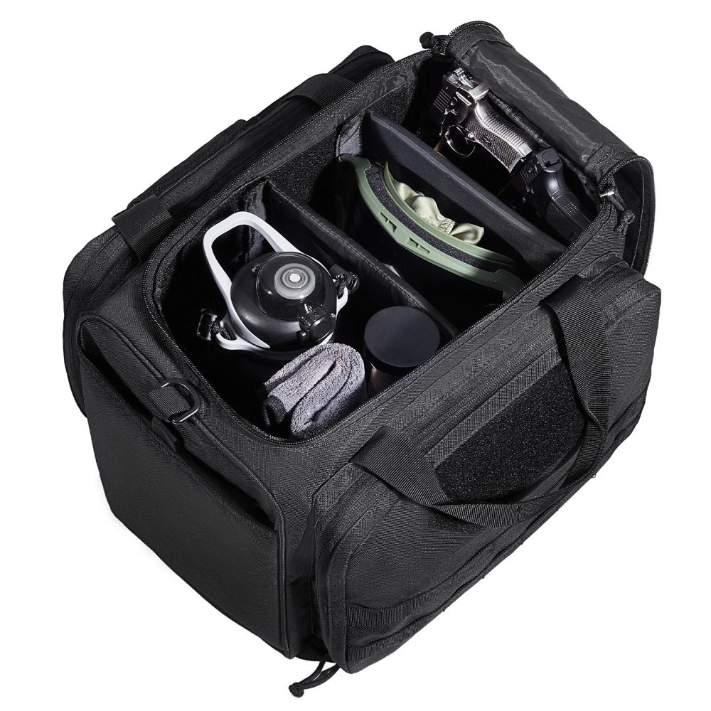 VEVOR Range Bag for 3 Pistols, Tactical Gun Range Bag with 2 Detachable Baffles & 6 Magazines, Firearm Shooting Handgun Bag for Outdoor Hunting Pistol Bag with Single Shoulder Strip, Black