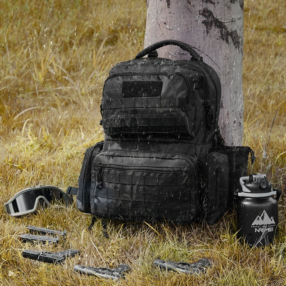 VEVOR Tactical Range Backpack for 6 Pistols, Gun Backpack with 6 Independent Pistol Bags & 10 Magazines, Pistol Backpack for Outdoor Hunting Shooting, Range Bag for Handguns Lockable Zipper, Black