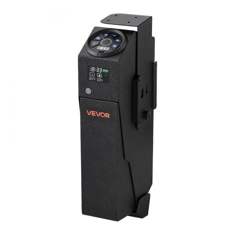 VEVOR Gun Safe for Handgun Biometric Fingerprint Pistol Safe 4-Way Access, for Bedroom Nightstand, Desks, Thick Steel Construction, with LCD Display, Automatic Lighting, Optional Silent Mode, Black