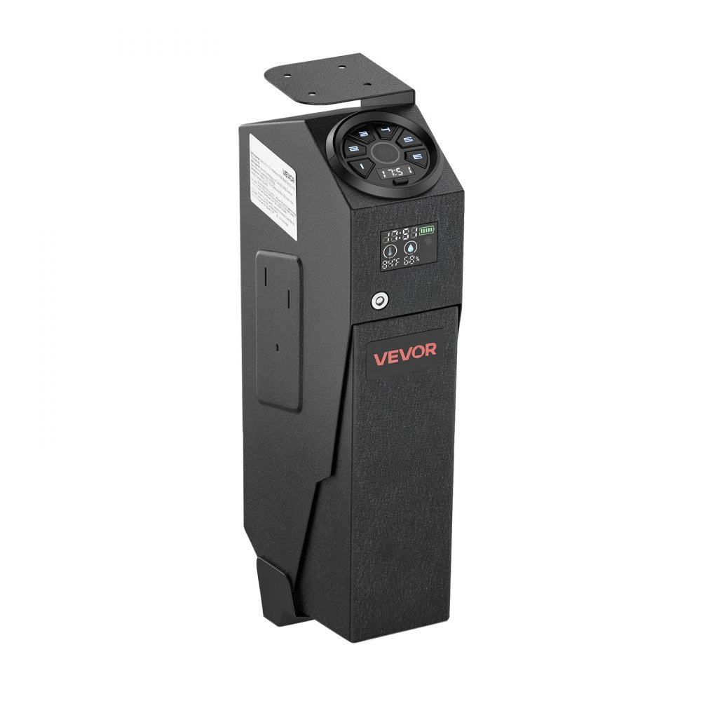 VEVOR Gun Safe for Handgun Biometric Fingerprint Pistol Safe 4-Way Access, for Bedroom Nightstand, Desks, Thick Steel Construction, with LCD Display, Automatic Lighting, Optional Silent Mode, Black