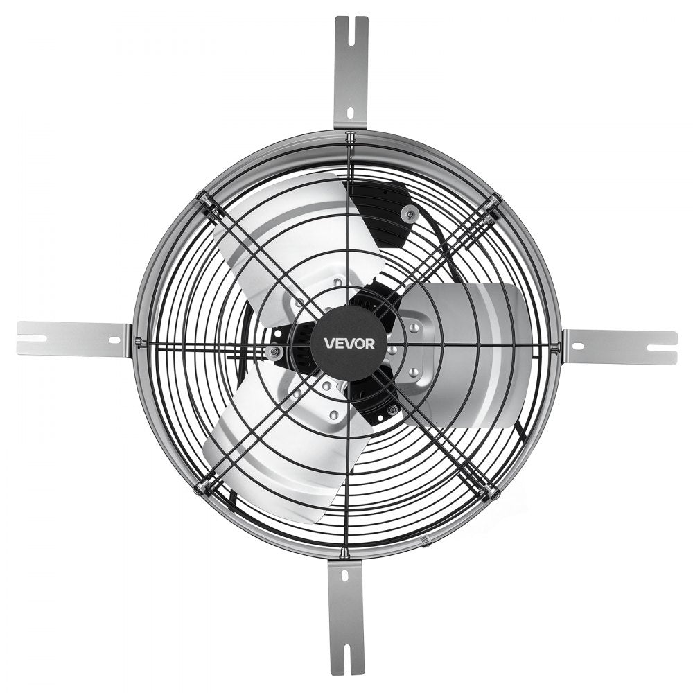 VEVOR Gable Mount Fan, 15 in Gable Attic Vent Exhaust Fan with Thermostat, 1300 CFM Cooling and Ventilation for Home, Garage, Warehouses, Workshops, Carbon Steel Housing with Mounting Bracket, Silver