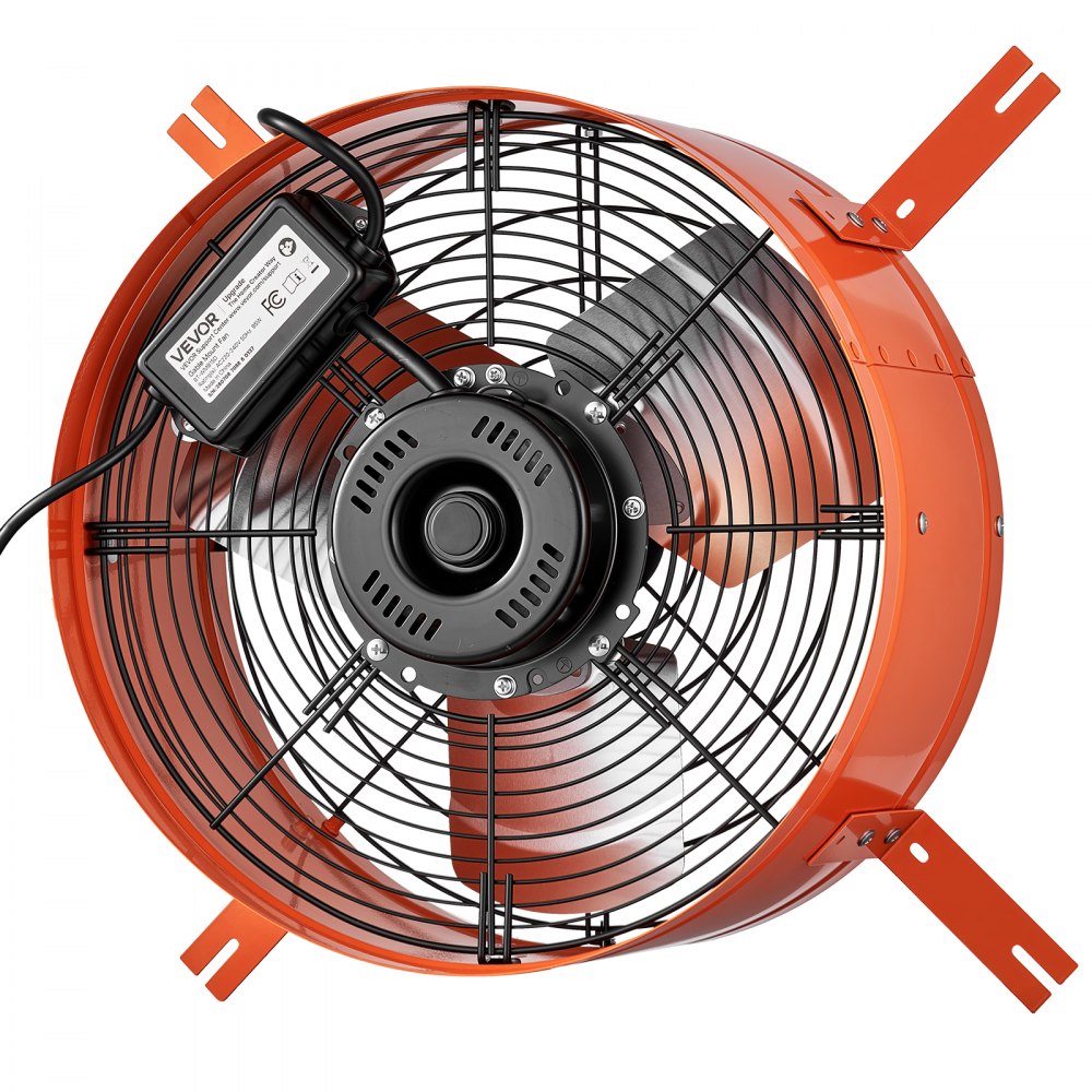 VEVOR Gable Mount Fan, 15 in Attic Vent Exhaust Fan 1650 CFM Thermostat, Cooling and Ventilation for Home, Garage, Warehouse, Workshop, Carbon Steel Housing with Mounting Brackets & Hardware, Orange