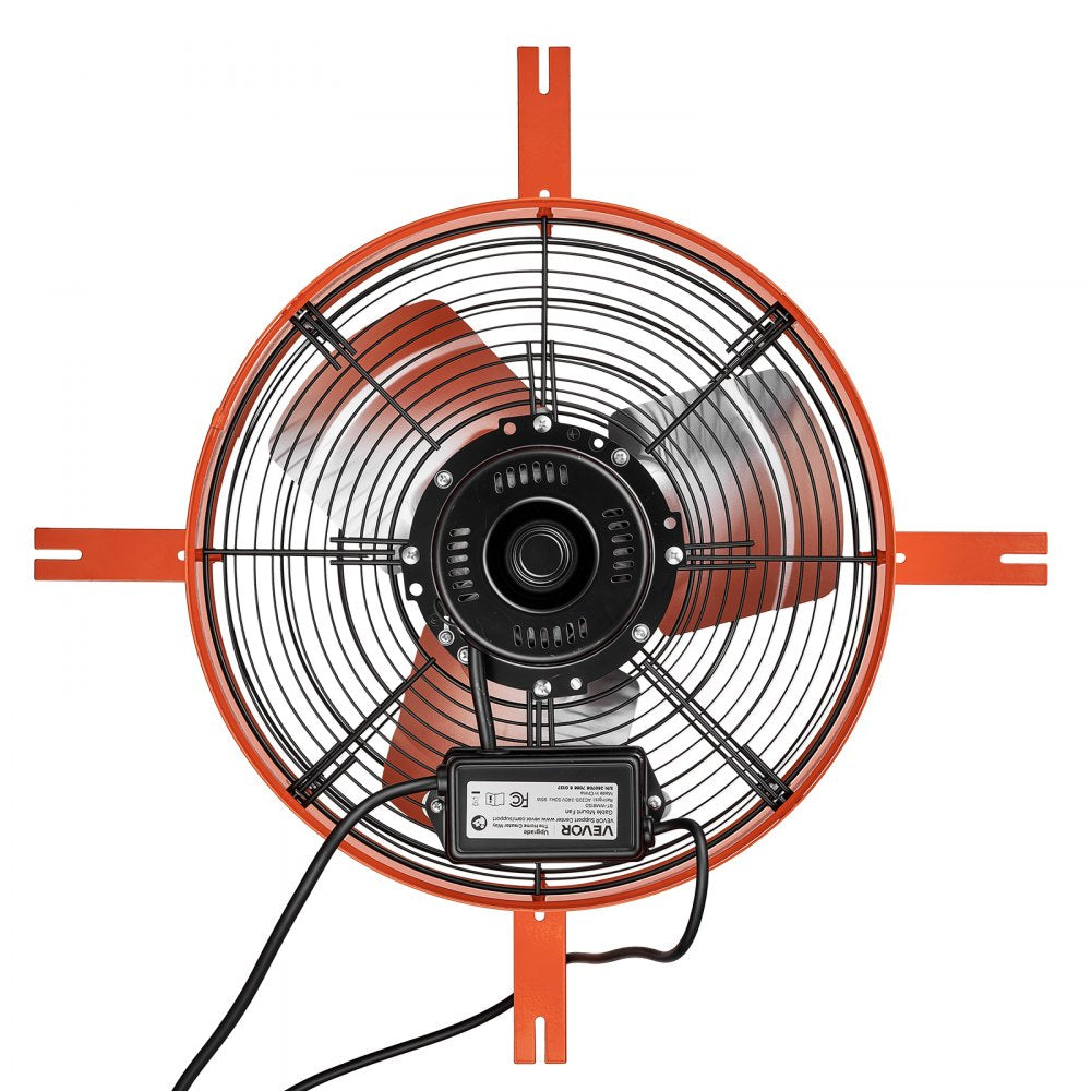VEVOR Gable Mount Fan, 15 in Attic Vent Exhaust Fan 1650 CFM Thermostat, Cooling and Ventilation for Home, Garage, Warehouse, Workshop, Carbon Steel Housing with Mounting Brackets & Hardware, Orange