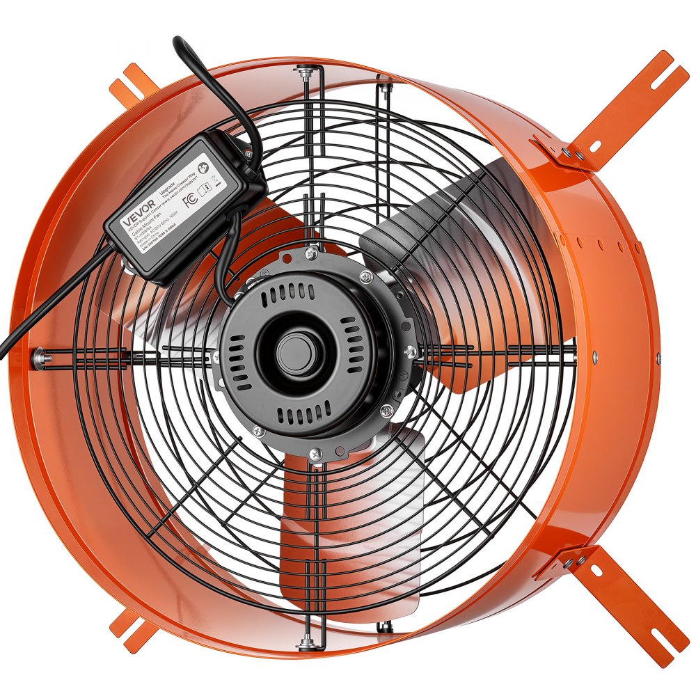 VEVOR Gable Mount Fan, 16 in Attic Vent Exhaust Fan 1945 CFM Thermostat, Cooling and Ventilation for Home, Garage, Warehouse, Workshop, Carbon Steel Housing with Mounting Brackets & Hardware, Orange